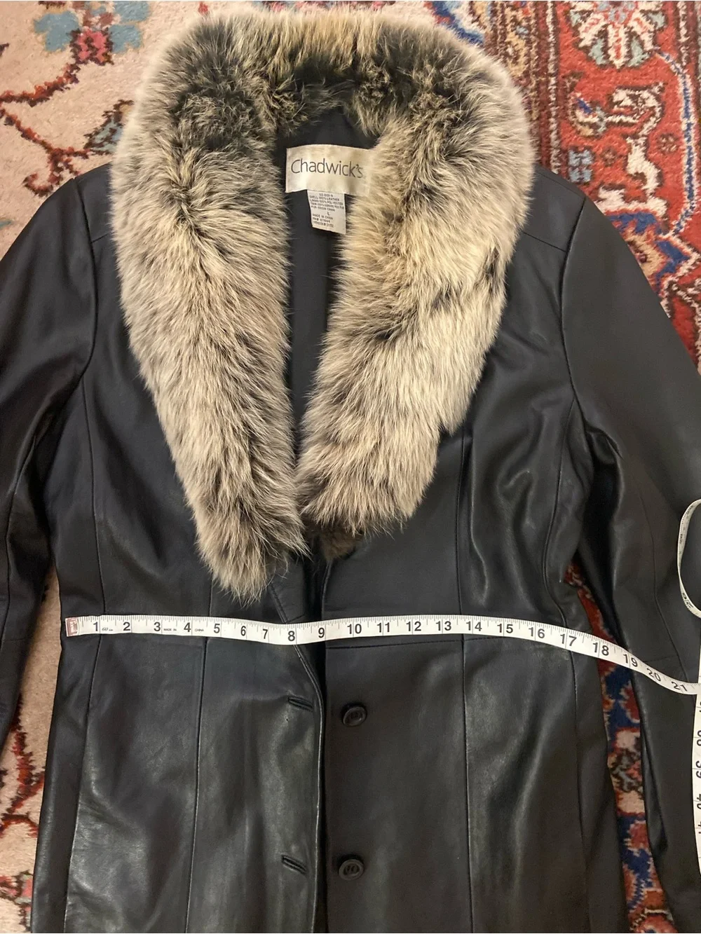 Vintage Chadwicks Black Leather Jacket with Fur Collar